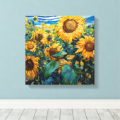 Zonnebloemen in Van Gogh stijl Canvas Afdruk (Insitu (Houten vloer))