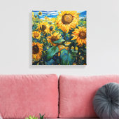 Zonnebloemen in Van Gogh stijl Canvas Afdruk (Insitu (Woonkamer))