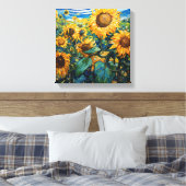 Zonnebloemen in Van Gogh stijl Canvas Afdruk (Insitu (Slaapkamer))