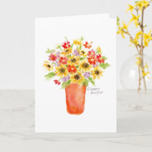 Zonnebloemen in Vase Blank Wenskaart Kaart