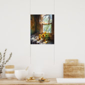 Zonnebloemen in Vase Window Sill Scene #SFW1016 Poster (Keuken)