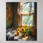 Zonnebloemen in Vase Window Sill Scene #SFW1016 Poster (Voorkant)