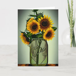 Zonnebloemen in Vazen Art Verjaardag Kaart
