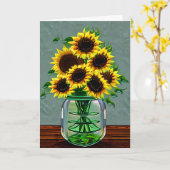 Zonnebloemen in Vazen Kunst Oma's Verjaardag Kaart (Gele Bloem)