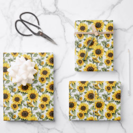 Zonnebloemen in Zonnige Geel Inpakpapier Vel
