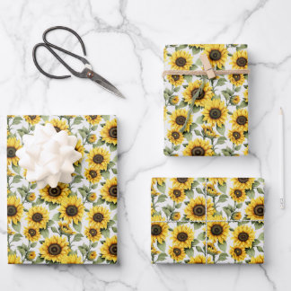 Zonnebloemen in Zonnige Geel Inpakpapier Vel