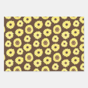Zonnebloemen inpakpapier Flat Sheet Set van 3 Vel