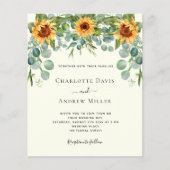 Zonnebloemen ivoor eucalyptus groen uitnodiging (Voorkant)