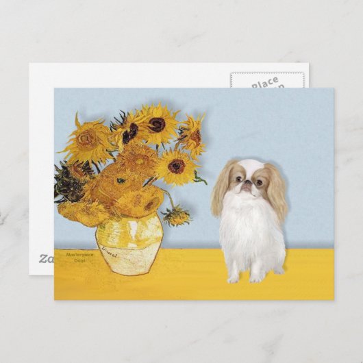 Zonnebloemen - Japanse Chin (L1) Briefkaart (Voorkant / Achterkant)