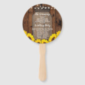 Zonnebloemen Jar Hout Trouwprogramma Bloemen Fan Handwaaier (Achterkant)