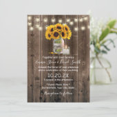  zonnebloemen Jar Rustic Barn Wedding Kaart (Staand voorkant)