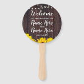 Zonnebloemen Jar Wood Trouwprogramma Houten Ventil Handwaaier (Voorkant)