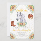 Zonnebloemen Jongen Paard Verjaardagsfeest Kaart (Voorkant)