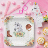 Zonnebloemen Jongen Paard Verjaardagsfeest Papieren Bordje (Feest)
