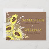 Zonnebloemen Jute Bruiloft Uitnodigingskaart Rusti Kaart (Achterkant)