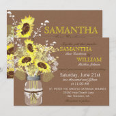 Zonnebloemen Jute Bruiloft Uitnodigingskaart Rusti Kaart (Voorkant / Achterkant)