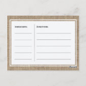 Zonnebloemen jute en kant bruid om recept kaart te (Achterkant)