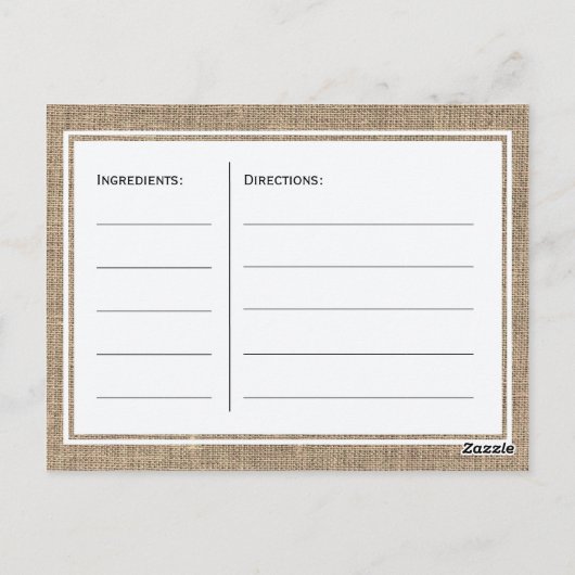 Zonnebloemen jute en kant bruid om recept kaart te (Achterkant)