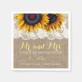 Zonnebloemen jute kant mr en mevrouw rustieke brui servet (Voorkant)