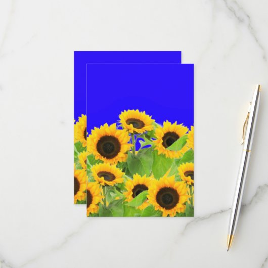 Zonnebloemen Kaart Oekraïne Vlag kleuren (Voorkant / Achterkant in situ)