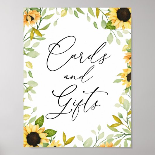 Zonnebloemen Kaarten en Cadeaus Bord Poster (Voorkant)