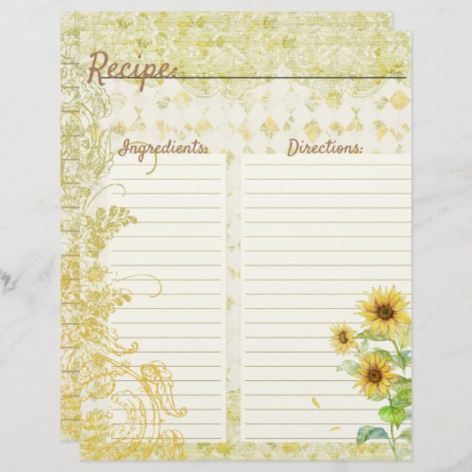 Zonnebloemen Kaarten ontvangen (Voorkant / Achterkant)