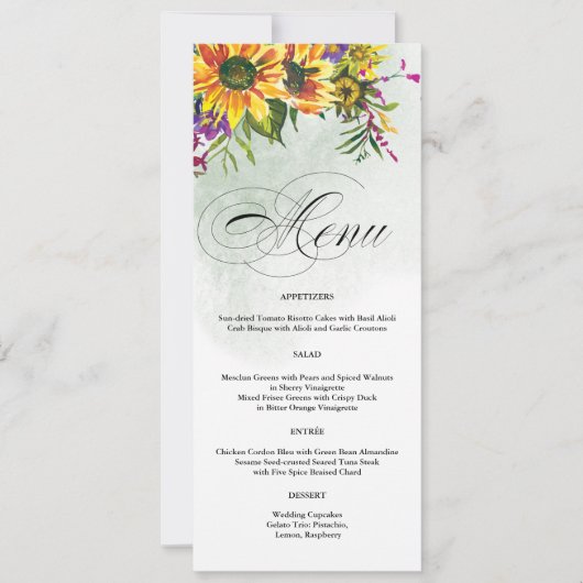 Zonnebloemen | Kaarten van het menu Wilde weduwen (Voorkant)