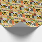 Zonnebloemen Kamille, Patchwork Waterverf. Cadeaupapier (Hoek)