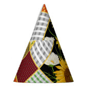 Zonnebloemen Kamille, Patchwork Waterverf. Feesthoedjes (Links)