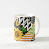 Zonnebloemen Kamille, Patchwork Waterverf. Koffiemok (Voorkant rechts)