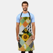 Zonnebloemen Kamille, Patchwork Waterverf. Schort (Gedragen)