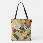 Zonnebloemen Kamille, Patchwork Waterverf. Tote Bag (Achterkant)