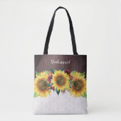 Zonnebloemen Kant Hout Bourgondië Bloemen Bruidsme Tote Bag (Voorkant)