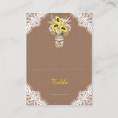 Zonnebloemen Kant Jar Rustieke Trouwplaats Kaarten Plaatskaartje (Voorkant)