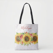 Zonnebloemen Kant Waterverf Bloemen Tote Bag (Voorkant)