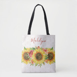 Zonnebloemen Kant Waterverf Bloemen Tote Bag