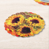 Zonnebloemen Kartonnen Onderzetters (Gekanteld)