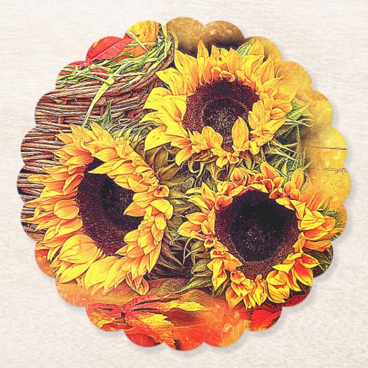 Zonnebloemen Kartonnen Onderzetters (Voorkant)