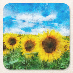 Zonnebloemen Kartonnen Onderzetters