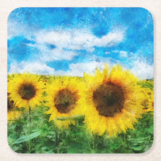 Zonnebloemen Kartonnen Onderzetters (Voorkant)