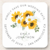 Zonnebloemen keepaardse bloemen sparen de datum bier onderzetter (Voorkant)
