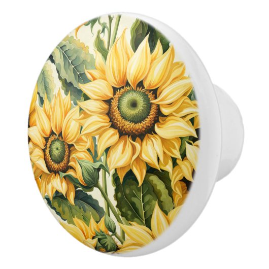 Zonnebloemen Keramische Knop (Rechts)