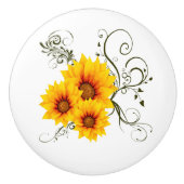 Zonnebloemen Keramische Knop (Voorkant)