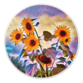 Zonnebloemen Keramische Knop (Voorkant)