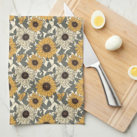 Zonnebloemen Keukenhanddoeken (Quarter Fold)