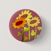 Zonnebloemen Kleurrijk Bloempatroon Roze Ronde Button 3,2 Cm (Voorkant)