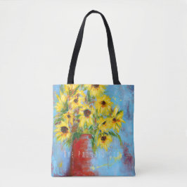 "Zonnebloemen" kleurrijke gele canvas tas