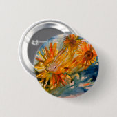 zonnebloemen knop ronde button 5,7 cm (Voorkant /achterkant)