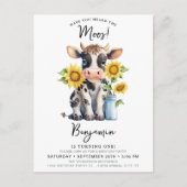 Zonnebloemen Koe Moderne Boerderij Uitnodiging Briefkaart (Voorkant)