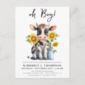 Zonnebloemen Koe Moderne uitnodiging tot Baby show (Voorkant)